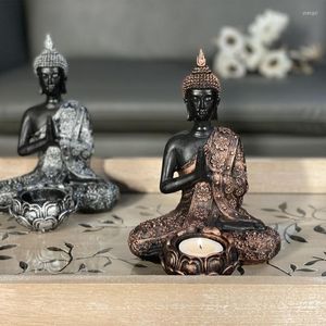 Ljushållare vintage harts Buddha Staty Holder For Living Room Yoga Desktop Decoration Meditation Accessory Buddhist Ornament