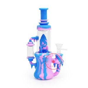 Ny färgglad silikonrökning Bong Pipes Kit Portable Rocket Space Capsule Style Travel Bubbler Tobacco Filter Trattked Sked Bowl Oil Rigs Waterpipe Dabber Holder