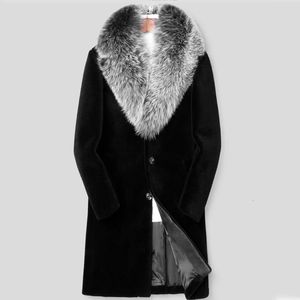 Men's Fur Faux Fur Men's winter thermal fur coat Mink hair long coat Fox hair large fur collar casual plus-size trench coat 231128