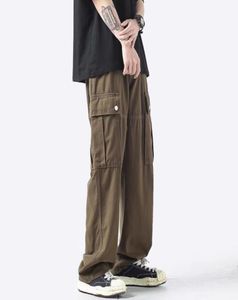 GODLIKEU Japanese Cargo Pants Men039s Large Mulit Pocket Straight Fashion Fried Street Trousers2748130