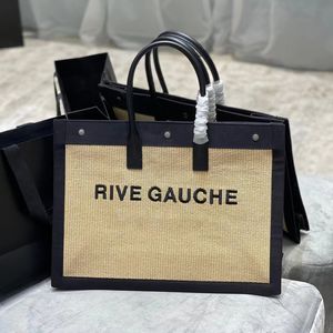 7a quality Rive Gauche designers Womens messenger handbag tote bags mens Shoulder weave linen travel Shopping bags luxurys Summer canvas Crossbody clutch Beach bag