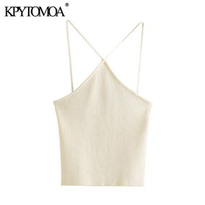 Camis KPYTOMOA Donna Sexy Moda Scava Fuori Ritagliata Maglia Canotte Vintage Backless Cinghie Sottili Donna Camis Mujer