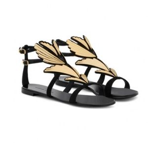 Black Gold Sandals Women Fashion Flat heel Butterfly Comfort Lazy Gladiators Summer Shoes Big Size 35-42