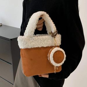 Evening Bags Women Faux Lamb Wool Handbag Casual Plush Crossbody Bag With Coin Fluffy Tote Fuzzy Hobo Satchel Stylish Purse