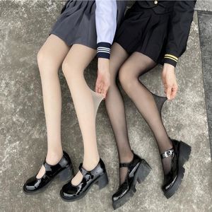 Women Socks Ultra Thin Silky Transparent Pantyhose Seamless Invisible See Through Footed Tights Solid Color Stretch Stockings