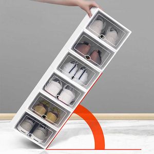 Storage Bins MOONBIFFY Sizes Fold Shoes Transparent Drawer Case Plastic Women Men Shoe Boxes Stackable Organizer Shoebox W0428