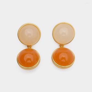 Dangle Earrings JBJD Vintage Jewelry Colourful Multi Resin Ball Round Gold Tone Drop Lady Gift-3colors