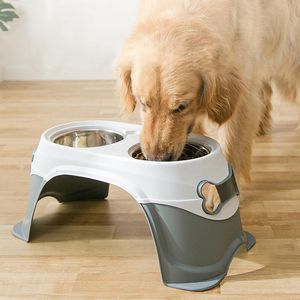 Alimentador para gatos e cães, tigela dupla com suporte para alimentação de cães e gatos, tigela de água, talheres elevados, alimentador de comida para cães e gatos