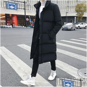 Mens Down Parkas Slim Fit Long Jacket Coat Brand New Male Casual Winter Parka Men Thick Overcoat Plus 4Xl Drop Delivery Apparel Clothi Dhhsx