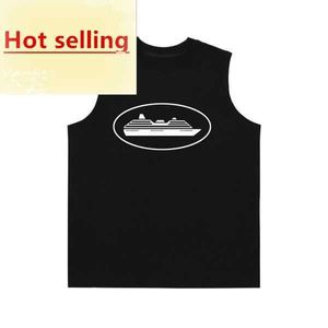 Mens T-Shirts Plus Boyut T-Shirt Kargo Alcatraz Tankları Kısa Kordeize Yelekler Siyah kolsuz O boyundur