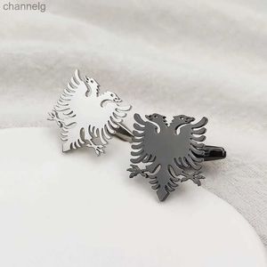 Cuff Links Albanian Cufflinks Stainless Steel Evil Dragon Sleeves Button for Mens Luxury Shirt Charm Wedding Jewelry Souvenirs YQ231128