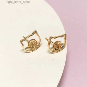 Stud Gold Color Plated Copper Lovely Swan and Cat Stud Earrings for Women 925 Silver Pin DIY Earrings Accessories DIY Jewellery YQ231128