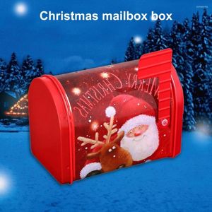 Present Wrap Xmas Tin Box Candy Creative Moisture-Proof Brilliant Color Christmas Santa Mailbox Cookie Container för festförsörjning