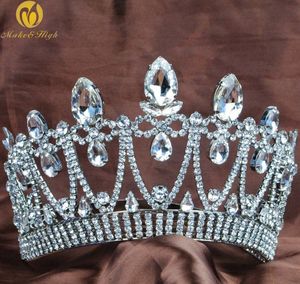 Haarspangen Pricness Wassertropfen Stil Tiara Krone Klar Kristall Schmuck Hochzeit Bräute Stirnband Miss Beauty Pageant Party Kostüm