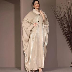 Ethnic Clothing Silk Satin Kimono Abaya Batwing Muslim Dress Loose Abayas For Women Dubai Turkey Saudi Arabia Jalabiya Modest Islam Kaftan