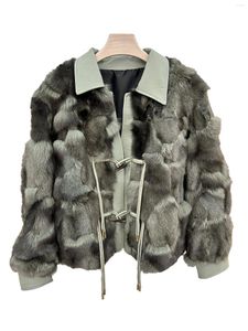 Women's Fur Coat Lapel Short Loose Version Tassel Horn Buckle Design Warm And Comfortable 2023 Winter 1116