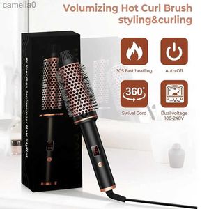 Hair Curlers Straighteners Thermal Brush Ceramic Ionic Curling Brush 1.5 Inch Heated Curling Iron Volumizer Dual Voltage Travel Hair Curler Curling CombL231128