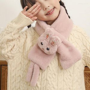 Scarves Korean Cute Cartoon Faux Fur Thick Cross Neck Protection Plush Children's Scarf Boys Girls' Winter Outdoor Warm Shawl