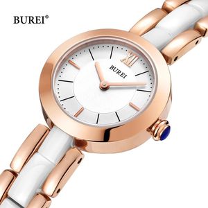 Relógios femininos BUREI Marca Moda Prata Rosa Ouro Relógios Para Mulheres Luxo À Prova D 'Água Safira Casual Quartz Relógio de Pulso Reloj Mujer 231128