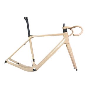 Full Carbon Fiber T1000 Disc Gravel Bike Frame GR048 Anpassad Khaki -färg Tillgänglig storlek XS/S/M/L/XL