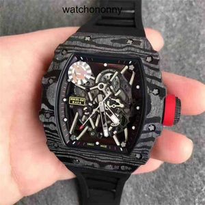 デザイナーri mlies luxury watchs mens mechanics watchs wristwatch business reisure rm35-02自動機械ブラックカーボンファイバーテープ明るい男性