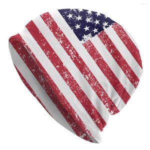 Basker Grunge American Flag Skullies Beanies Caps Unisex Street Winter Warm Knitting Hat United States Stars Stripe Bonnet Hats