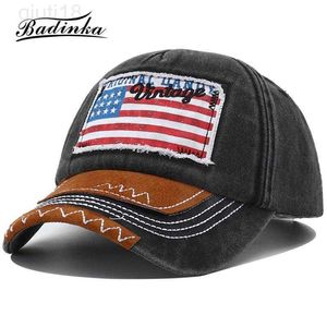Caps de bola 2023 New USA Sinalizador de bandeira Vintage Baseball Cap for Men 5 Painel Snapback Hat Hats Dads For Women Goras Para Hombre F2869 Y23