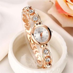 Armbandsur Ladies Elegant Wrist Watches Women Armband Rhinestones Analog Quartz Watch Women's Crystal Small Dial Reloj #B