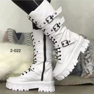 Boots Luxury Brand Woman Winter Pu Leather Platform Fashion Lace Up Punk Gothic Booties Casual Work Shoes Botines MUJER 231128