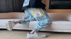 Men039S Jeans Baggy Men Blue Black Ripped Hip Hop Streetwear Harem Ankle Length Denim Pants Elastic Midje Casual byxor HARAJ1843407