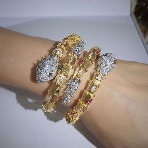 Red Green Eyes Gold Opening Snake Armband Women AAA Zircon Fashion Luxury Trend Senior Freight Classic 220715245T