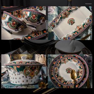 Ciotole Bone China Piatti Set di stoviglie di alta gamma Pezzi in stile europeo