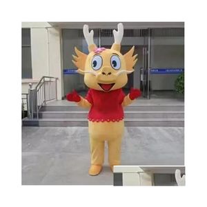 Costumi della mascotte 2024 Halloween Cartoon Dragon Costume Cute Baby Adt Walking Party Performance Christmas Dressing Props Consegna di goccia A Dhmd8