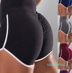 Женские короткие шорты для йоги с высокой талией и рюшами для подтягивания ягодиц, дышащие шорты для йоги, фитнеса, бега