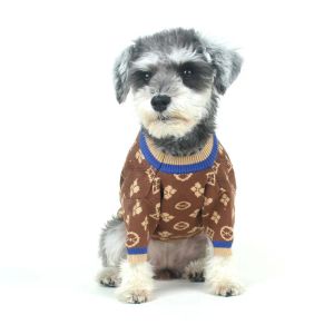 Klasik Mektup Köpek Giyim Külot Köpekler Sweatshirtler Kalın Sıcak Tasarımcı Pet Sweater Teddy Pomeranian Bichon Giyim Giysileri Ceket Kovboy