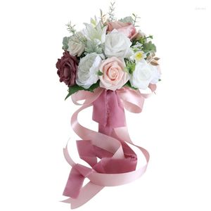 Декоративные цветы белый розовый розовый букет домашний вечеринка зимние свадебные украшения фальшивые