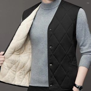 Coletes masculinos homens colete inverno outerwear elegante single-breasted acolchoado cardigan quente plus size meados de comprimento colete para outono