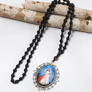 Colares Pingente 2023 Jesus Cristo Priest Double-decked Notre Dame Locket Colar de vidro e cola para homens e mulheres