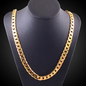 Correntes 18 K Real Sólido Amarelo Ouro Cheio Fine Cuban Curb Italian Link Chain Colar Mens Mulheres 10mm Gota Entrega Jóias Neckl Dhwgo