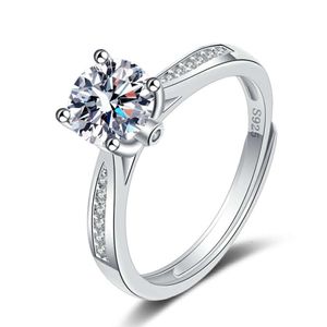 Anello Mosang Stone con diamanti Anello in argento S925 Anello a sei artigli da donna D Colore 1 carato Fidanzamento Regalo di San Valentino Pmj078