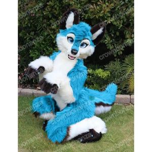 Rozmiar dorosłych Blue Fox Dog Husky Mascot Costume Halloween Cartoon Charact Outfit Suit Suit Sutyna Festiwal Party na świeżym powietrzu