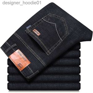 Calças de brim masculinas de alta qualidade longo em linha reta denim jeans clássico negócios casual calças masculinas calças estiramento plus size 28-40 l231129