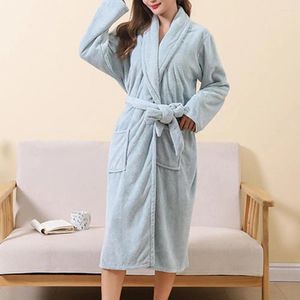 Women's Sleepwear Women Plush Bathrobe Flannel Coral Warm Fleece Cozy Winter For Couples Thermal