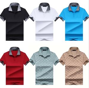 Herrpolo-skjortor t-shirts tryckt brev kortärmad vändningskrage plädskjortor för sommar lyxpolos topp män asiatisk storlek