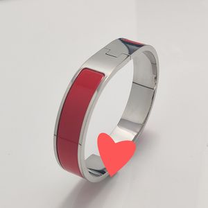 Designer Love Emaljarmband Bangles smycken manschett för män kvinnor lyx 18k gul guldpläterad rostfritt stål titan rose silver smycken 12 mm bred ag röd