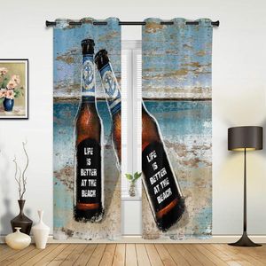 Curtain Wood Grain Beer Summer Window Curtains In The Living Room Kitchen El Open Drapes Printed For Bedroom