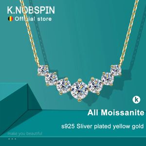 Chokers Knobspin D VVS1 Pendant Neckor för kvinnor Trendiga festsmycken GRA Certifierad 925 Sliver Plated Yellow Gold Necklace 231129