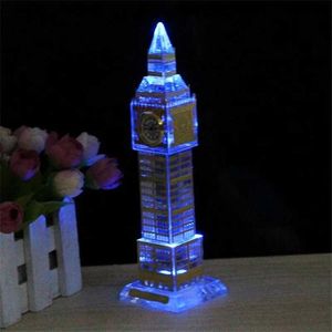 Table Lamps Colorful Crystal Night Light London England Big Ben Clock Crystal Decorations Ornament Luminaria Table Lamp Decor Craft Lighting YQ231129