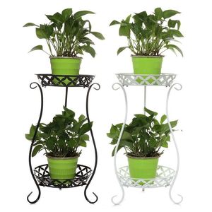 Ferro forjado dupla camada planta estande flor prateleira para rack varanda simples interior sala de estar café bar jardim vaso de flores prateleira l218d