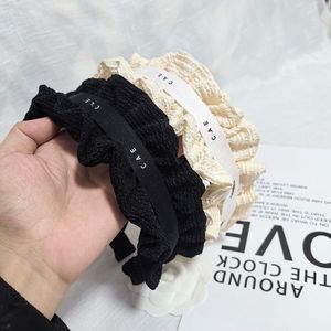 Coreano novo enrugamento borda larga bandana vintage preto presentes de luxo headwear romântico feminino família presente faixas de cabelo para menina moda versátil lavagem de rosto maquiagem bandana